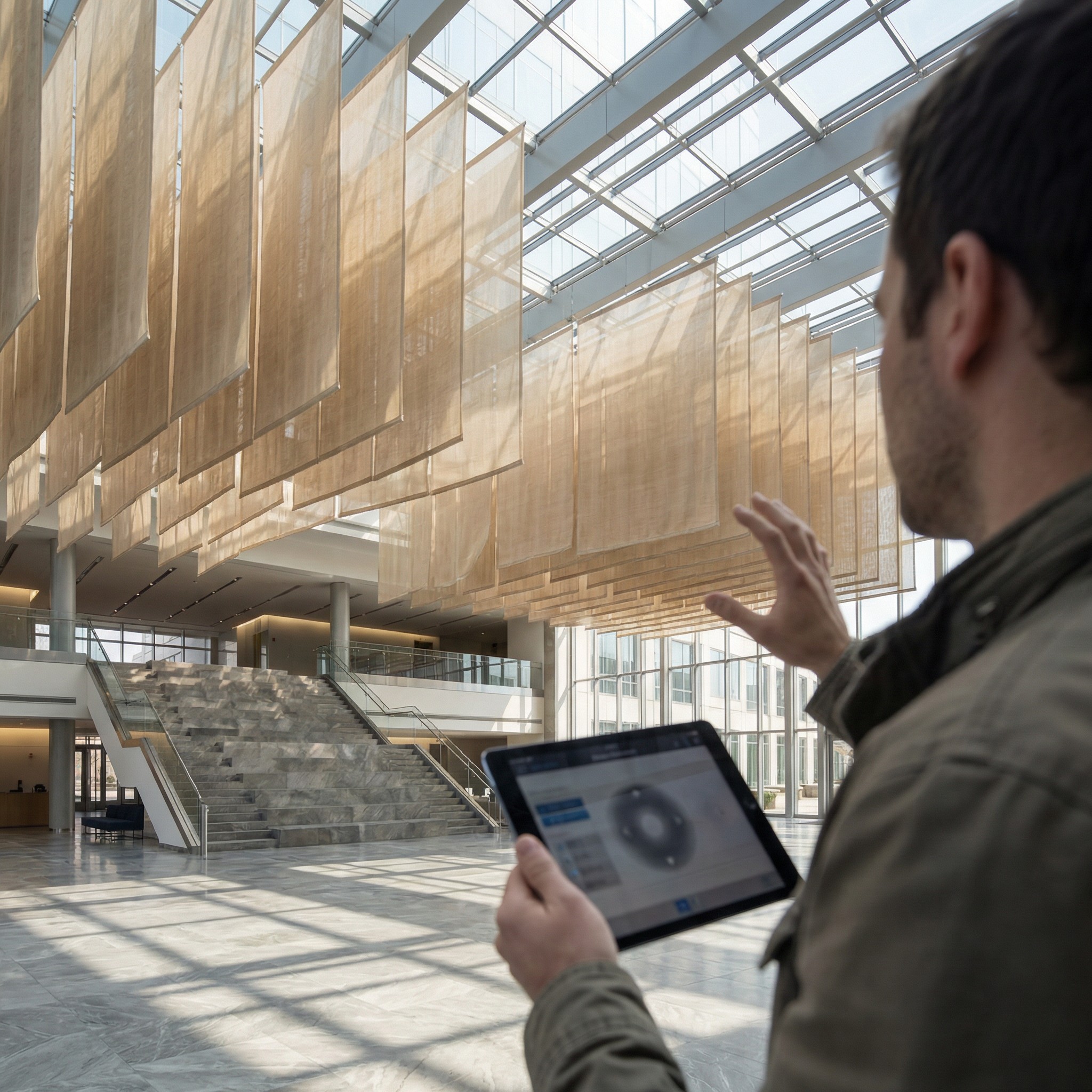 Corporate Atrium — Kinetic Textile Installation — installation execution environment